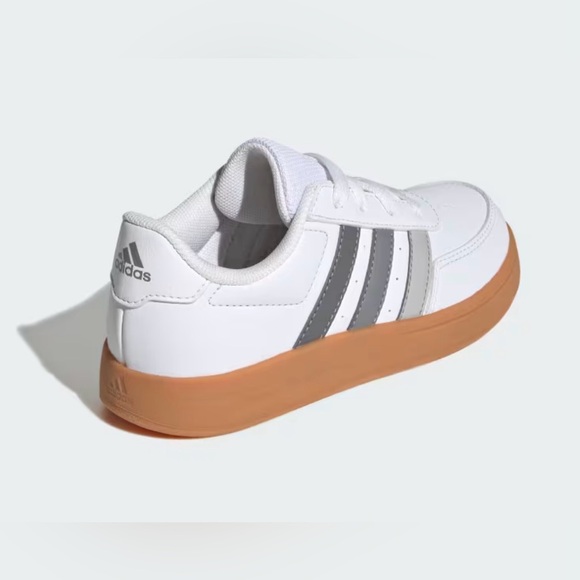 NIB [Adidas] Breaknet 2.0K Tennis Shoes Casual Sneakers White/Gray Youth 5 / W 6 - Picture 4 of 13